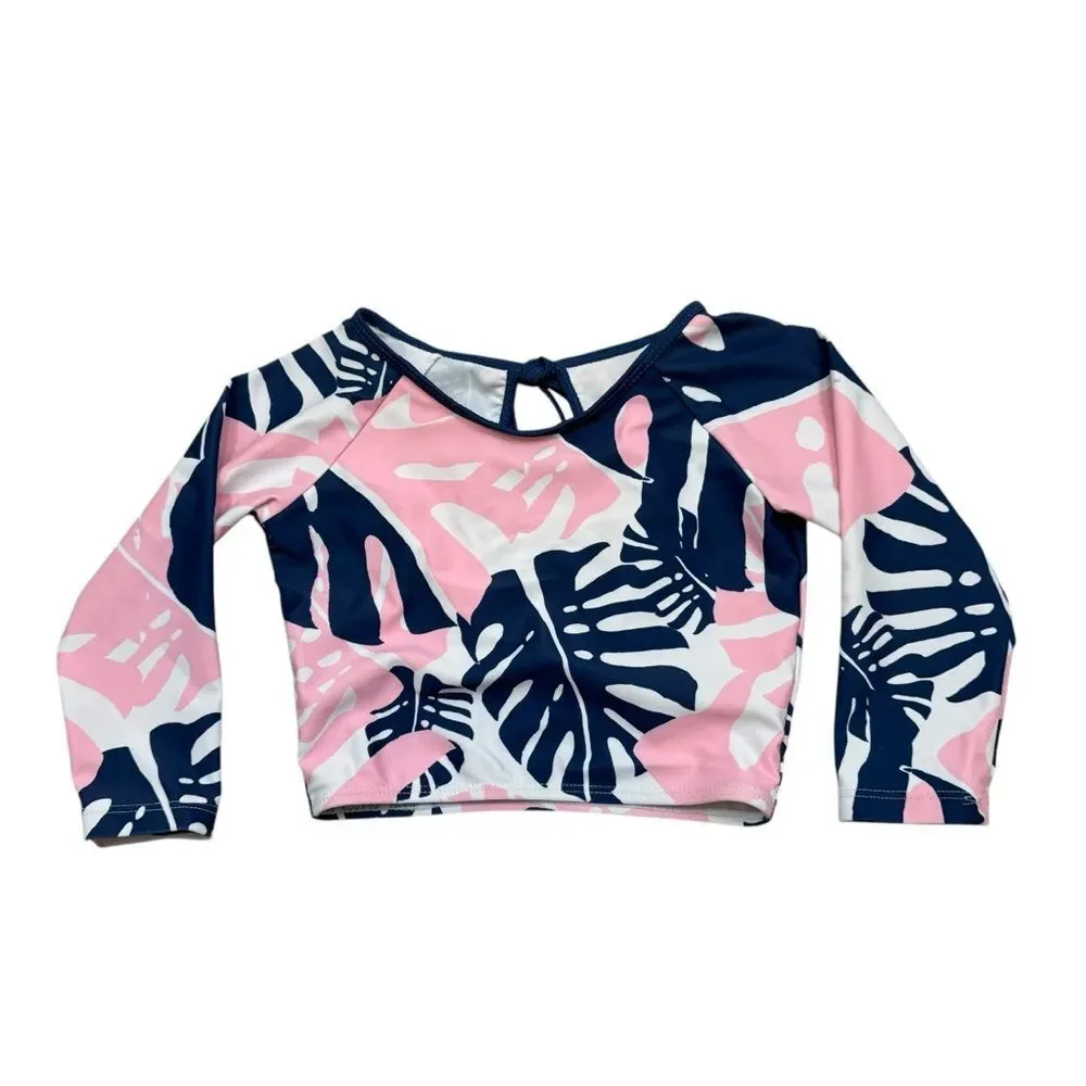 Girls Blueberry Bay Keyhole Back Long Sleeve Swim‎ Top Rash Guard Size 6 Years